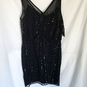 Nwt Black sequined Adrianna Papell cocktail dress